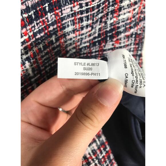 J. Crew Tweed Blue Red Pink Shift Dress Women's 00 Office Church Holiday Preppy - Picture 10 of 12
